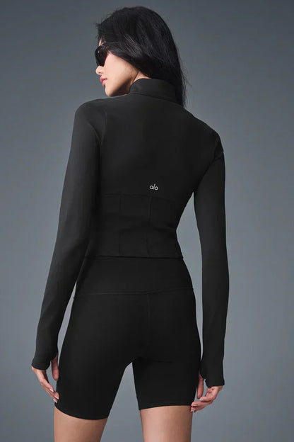 Chaqueta con cierre completo y corsé Airbrush – Negra